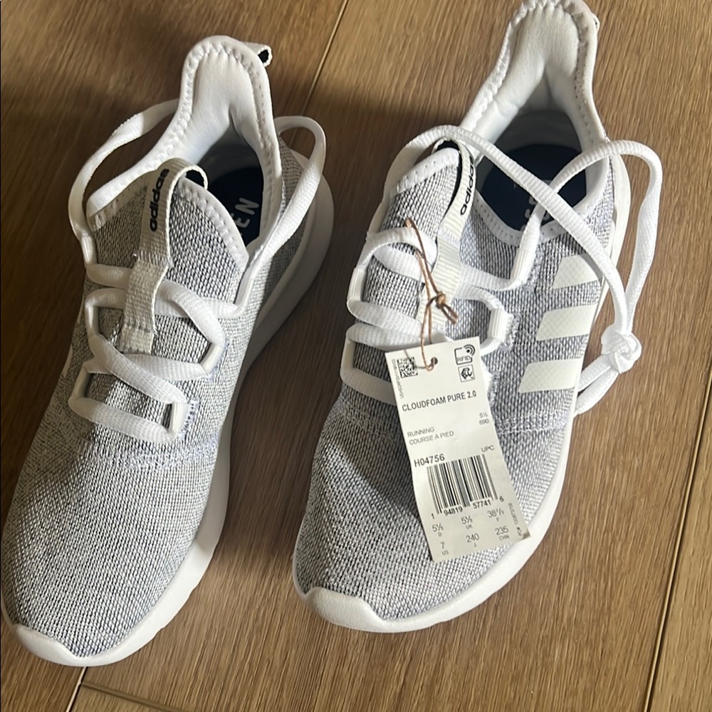 Adidas Gray and White Sneakers with Modern Comfort cloud foam pure 2.0